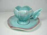 Vintage Demitasse Red Cabbage Cup Saucer Set